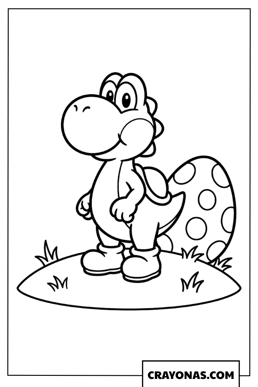 Yoshi with Egg Coloring Page