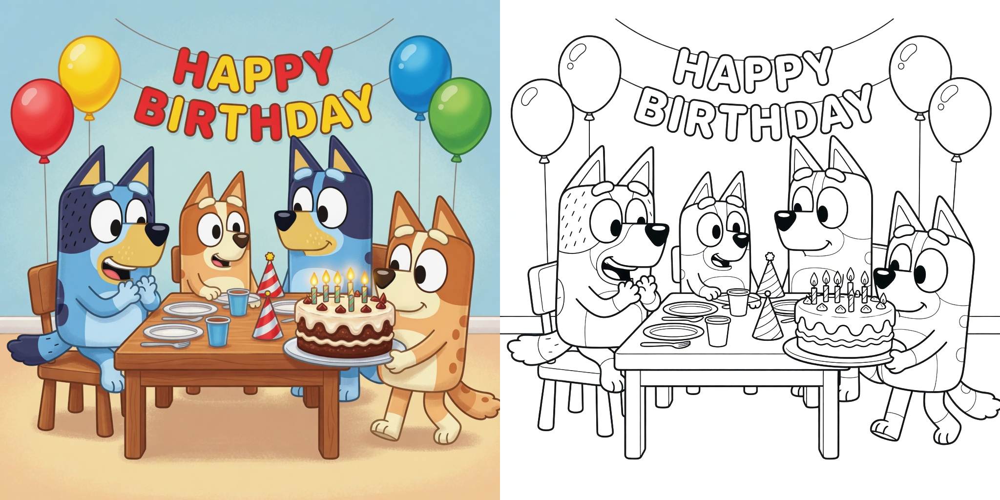bluey themed birthday coloring pages ft - bluey themed birthday coloring pages ft