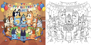 bluey family coloring pages ft -  Italian Brainrot character coloring pages ft