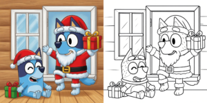 bluey holiday coloring sheets ft -  Italian Brainrot character coloring pages ft