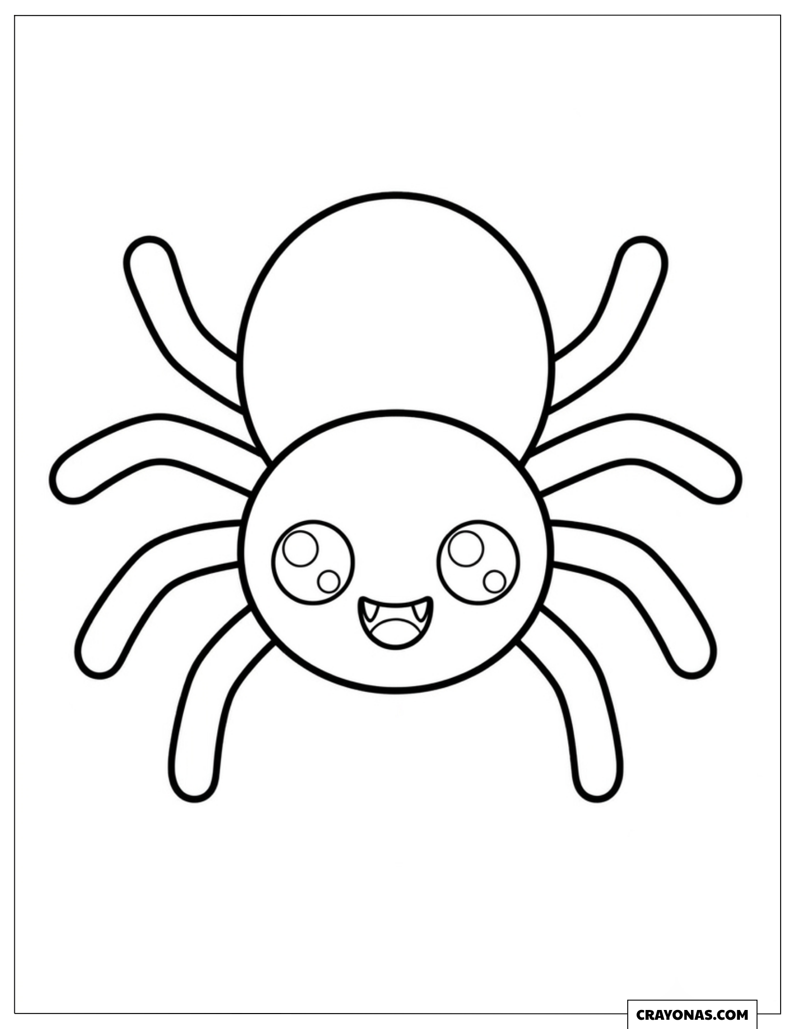 Chubby spider with big sparkling eyes coloring page for preschooler