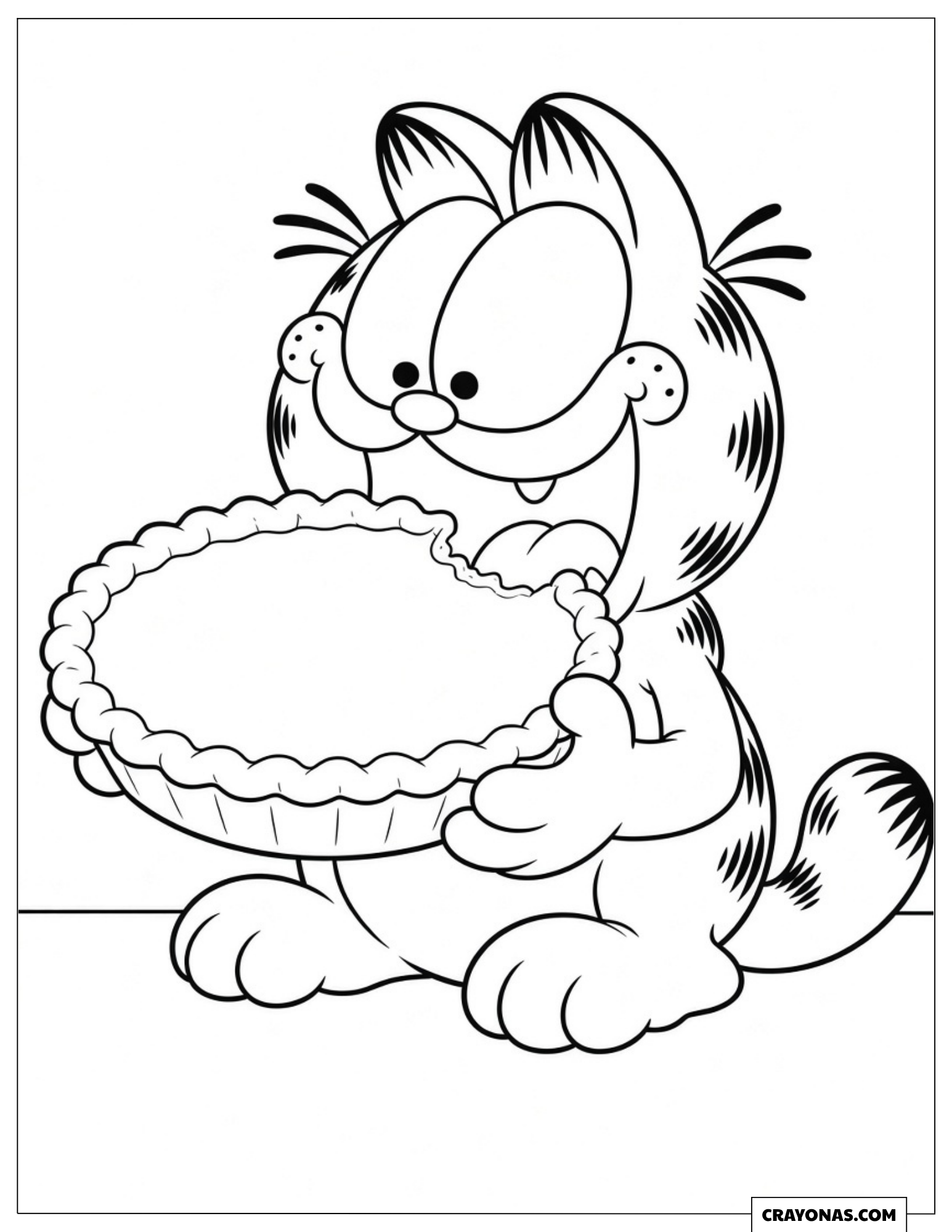 Garfield about to eat a pumpkin pie coloring page
