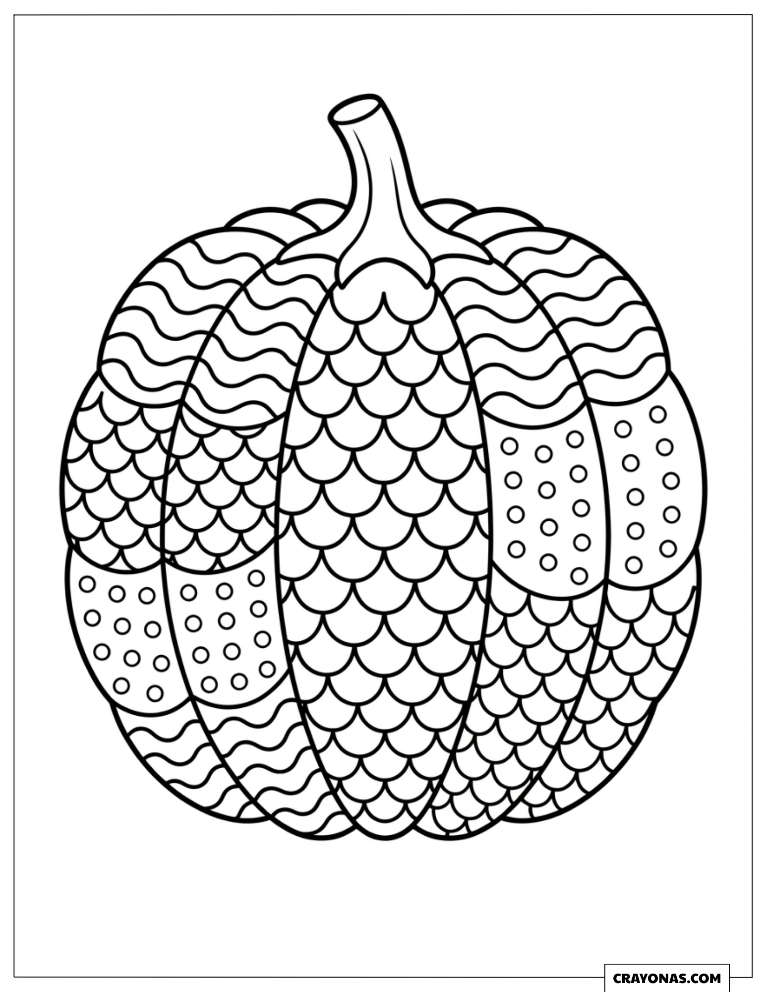 Giant pumpkin with Zentangle patterns coloring page