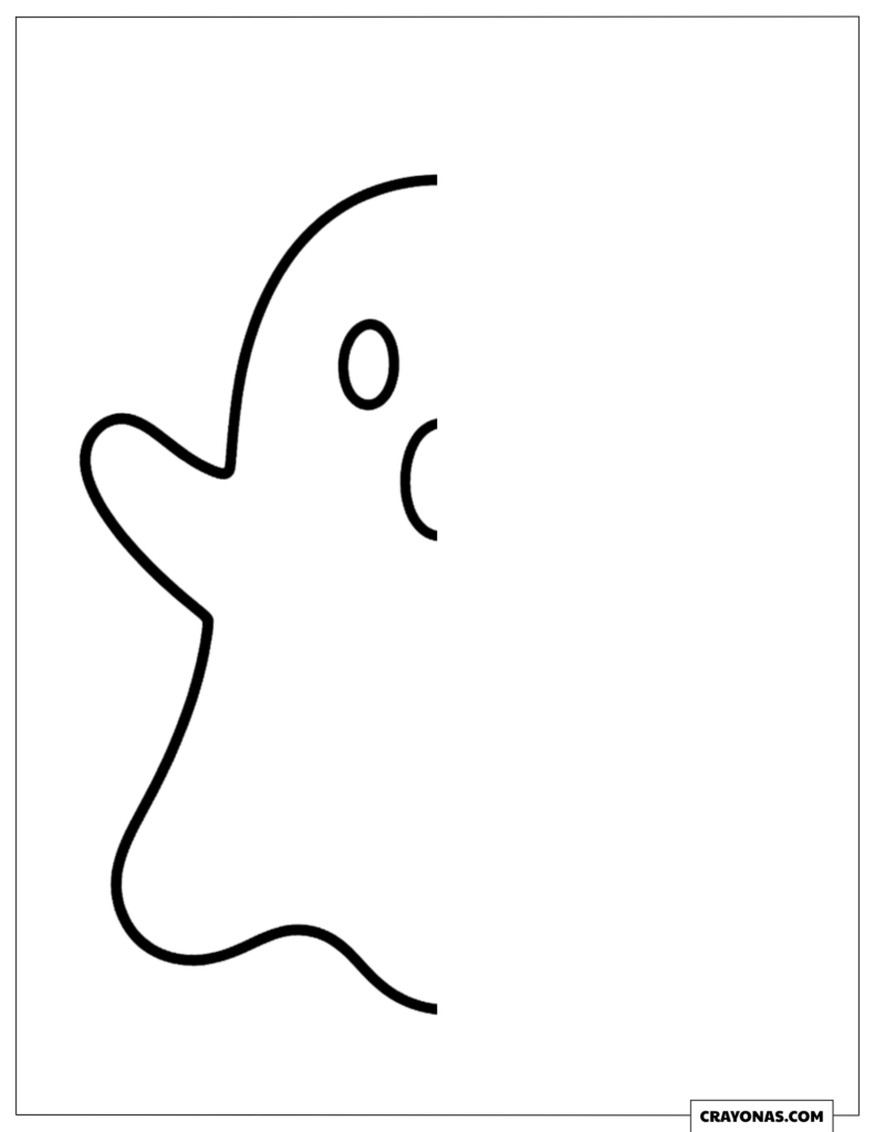 Halloween symmetry drawing activity: complete the ghost for kids