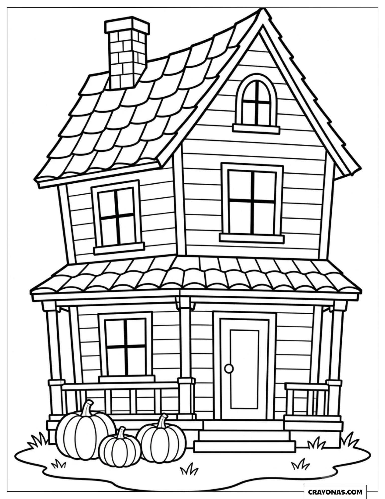 Old haunted house on a hill coloring page