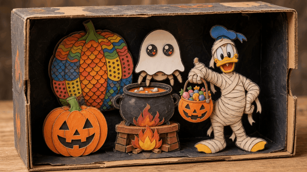 Spooky 3D Diorama Boxes from Your Halloween Coloring Pages