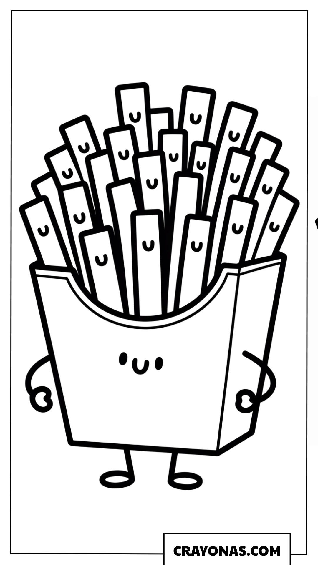 Smiling French Fries Box Coloring Page