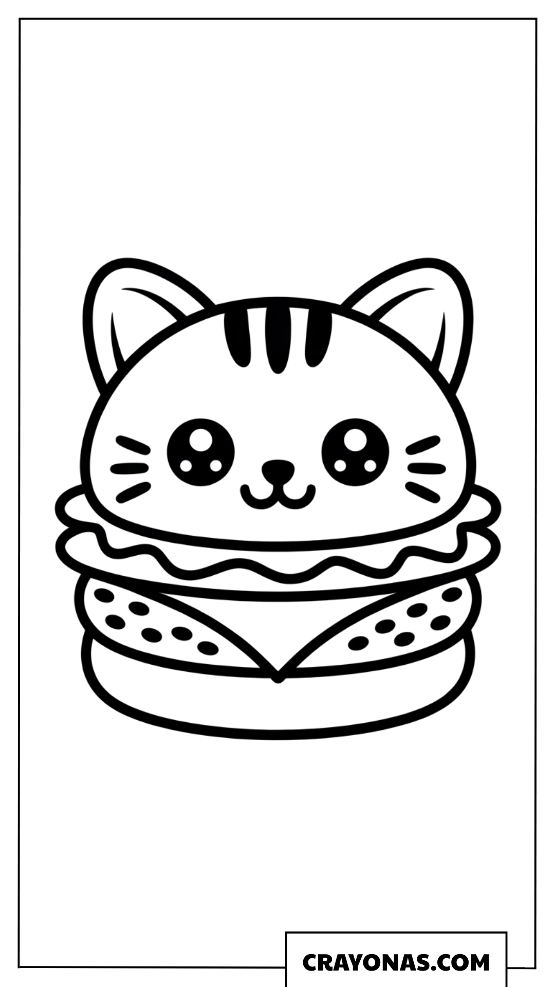 Kawaii Cat Burger Coloring Page