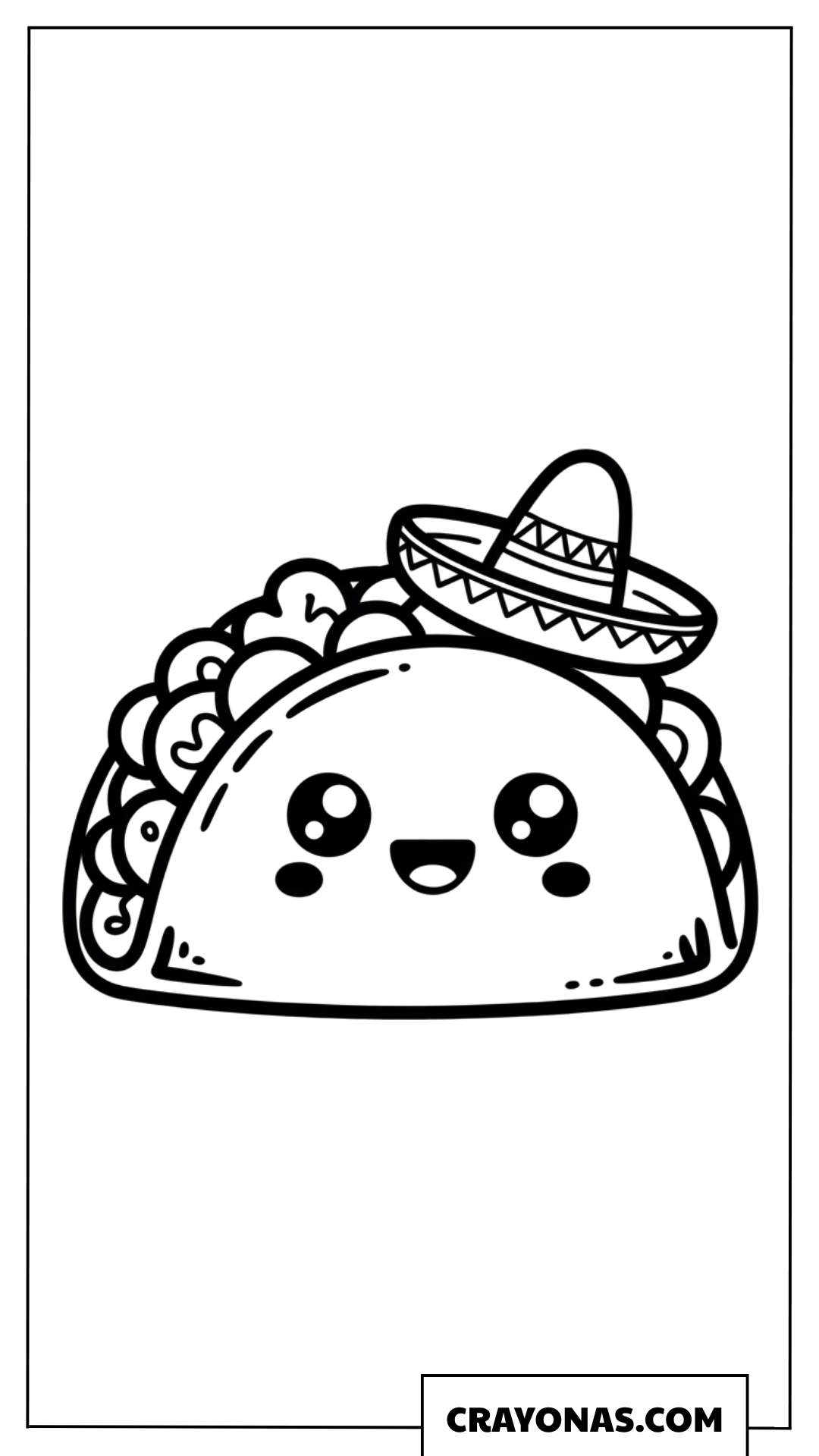 Happy Taco with Sombrero Coloring Page