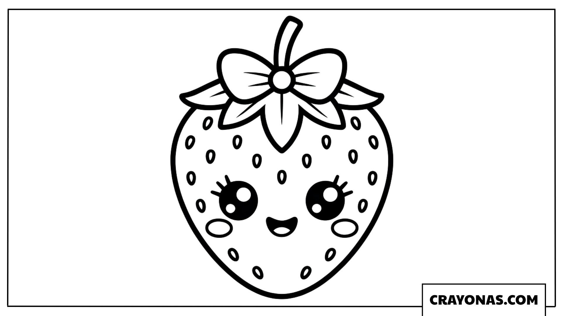 Cute Strawberry with Bow Coloring Page