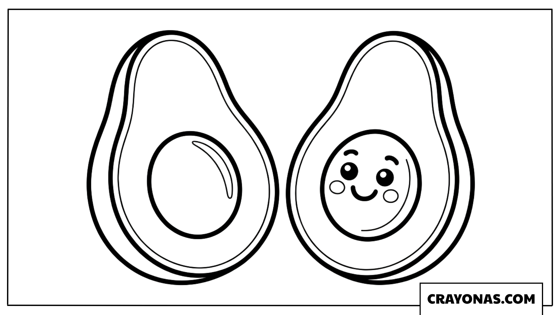 Kawaii Avocado Friends Coloring Page