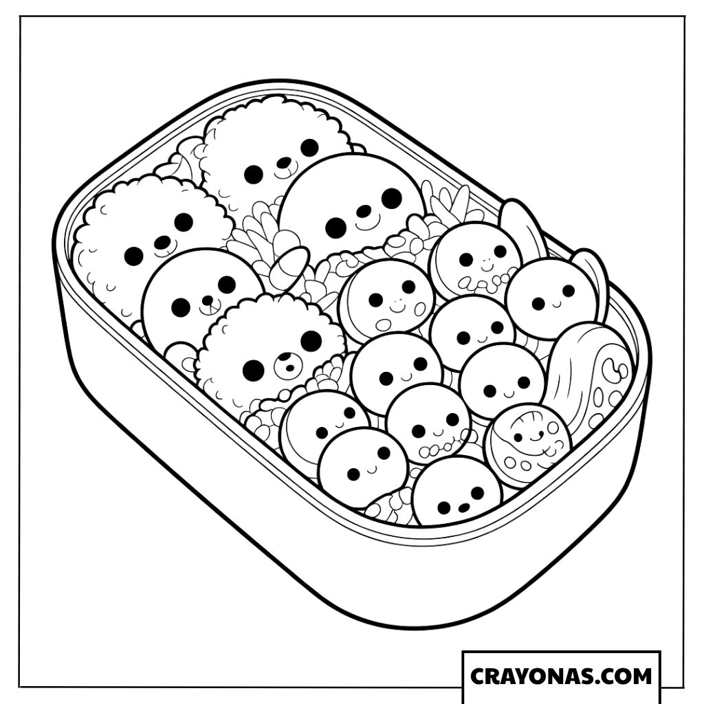 Adorable Bento Box Coloring Page