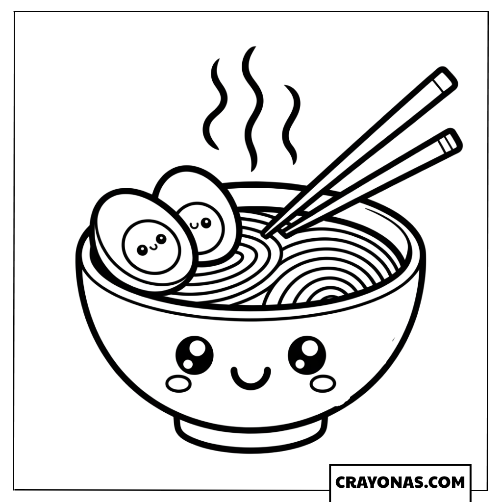 Steaming Ramen Bowl Coloring Page