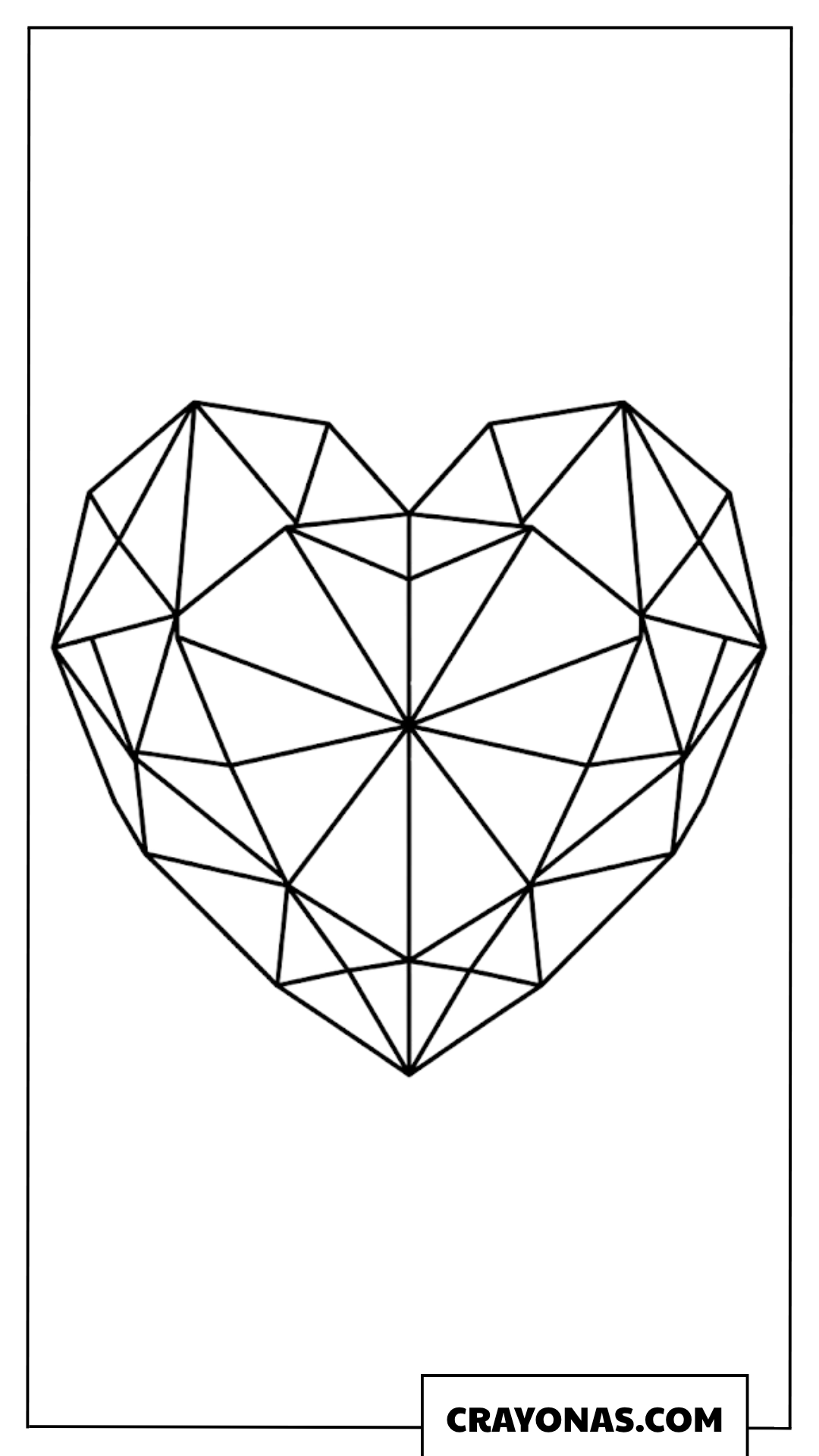 3D Geometric Heart Coloring Page
