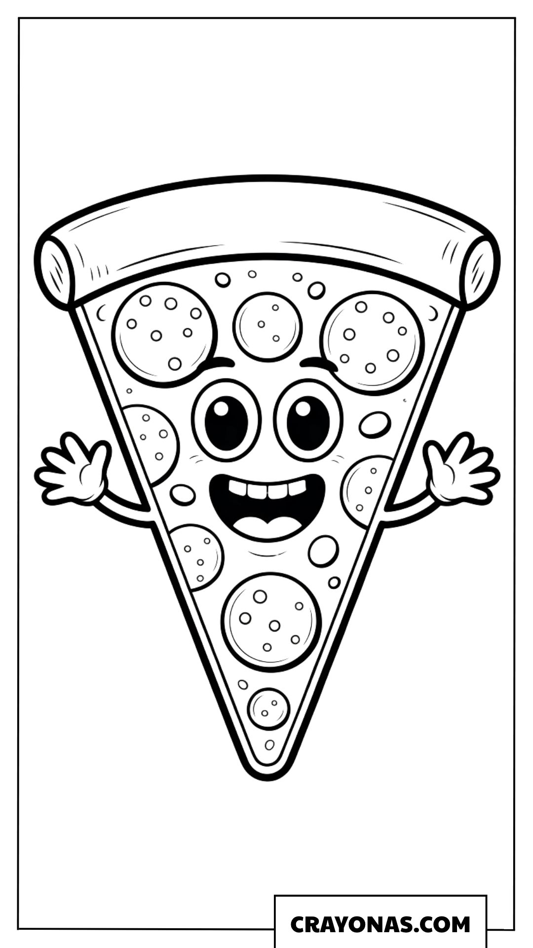 Happy Pizza Slice Coloring Page