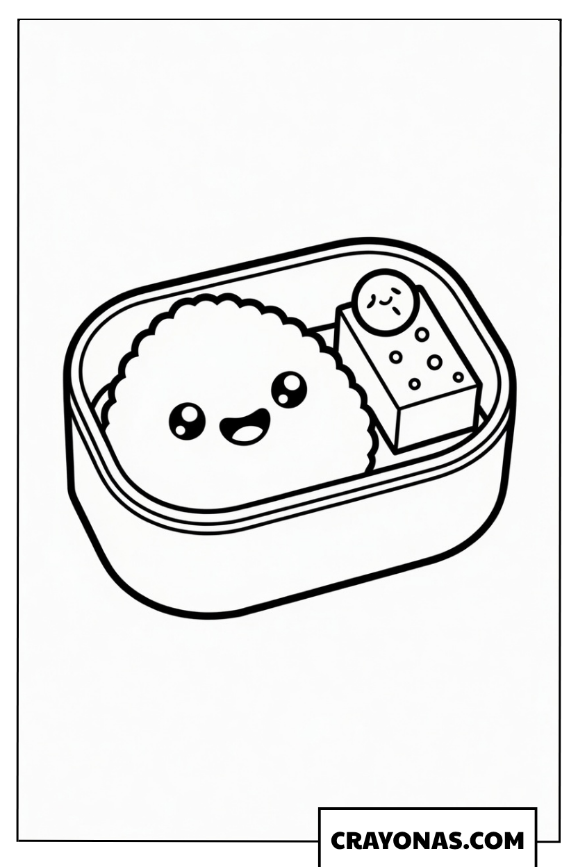 Adorable Bento Box Coloring Page