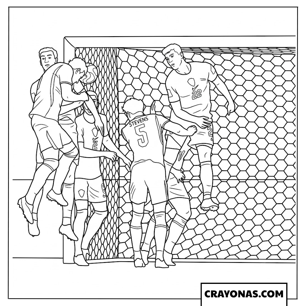 Aerial Battle in the Box England vs Croatia World Cup 2026 Coloring Page