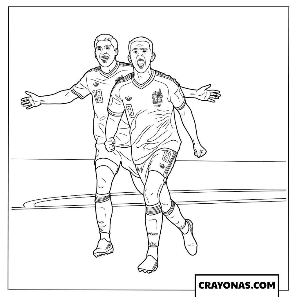 Alvaro Fidalgo and Marcelo Flores Celebrate Third Goal Coloring Page
