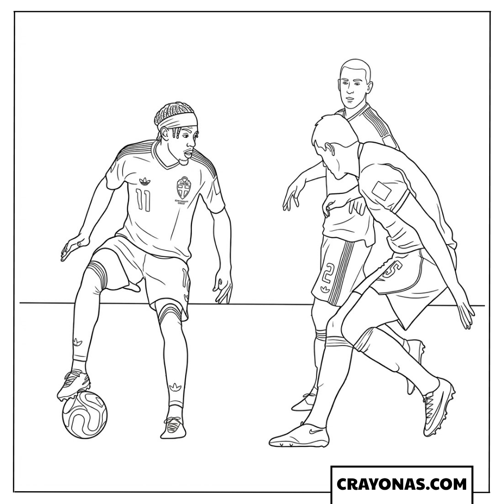 Anthony Elanga Dribbling Run Coloring Page