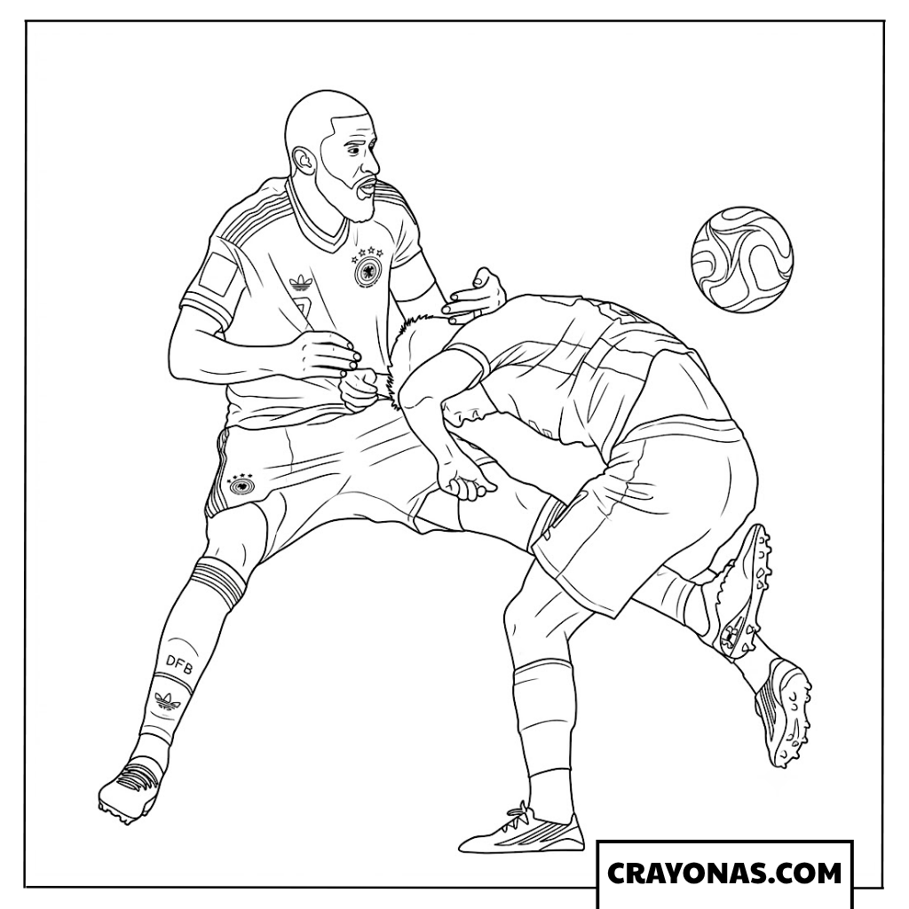Antonio Rudiger Aerial Challenge Coloring Page