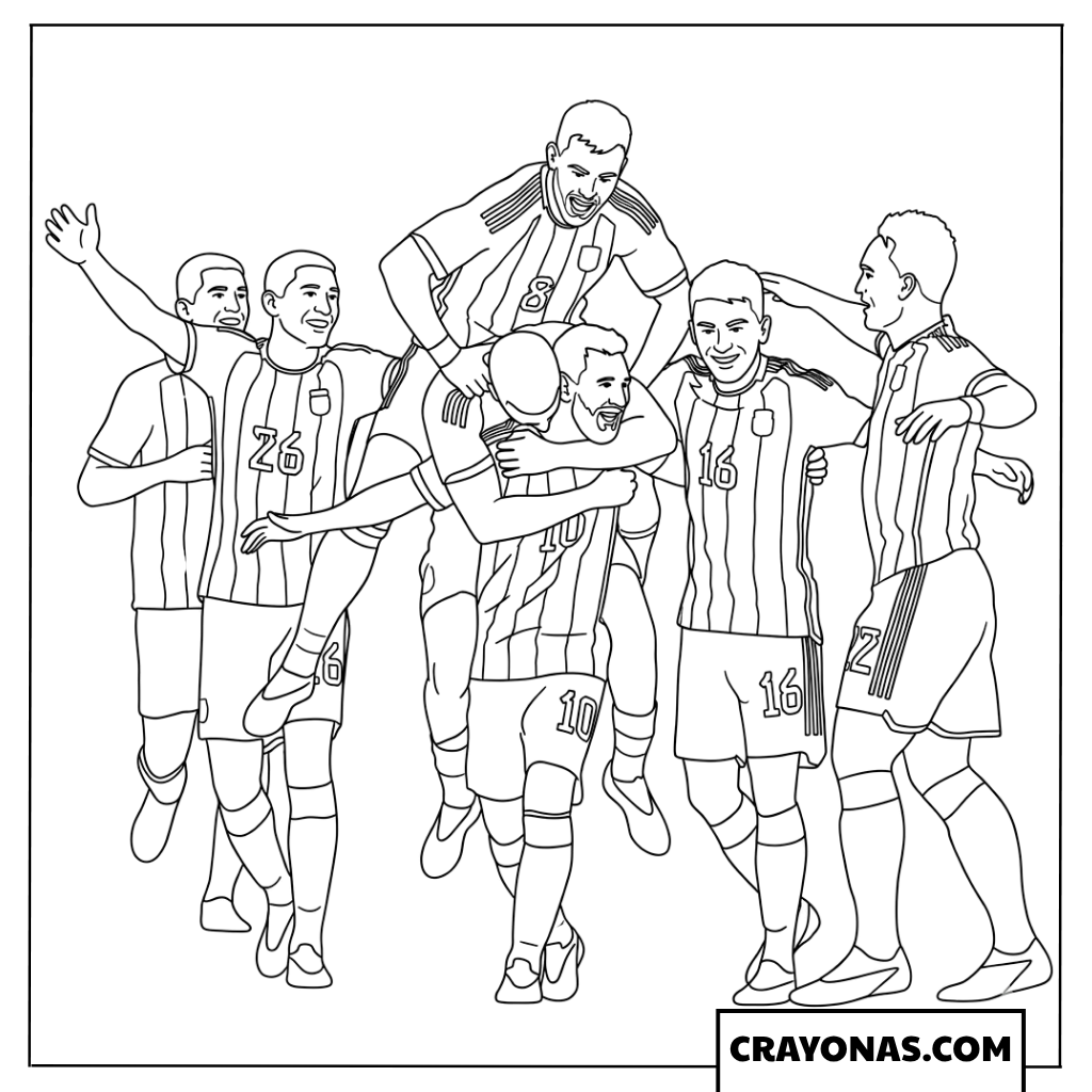 Argentina Goal Celebration Coloring Page