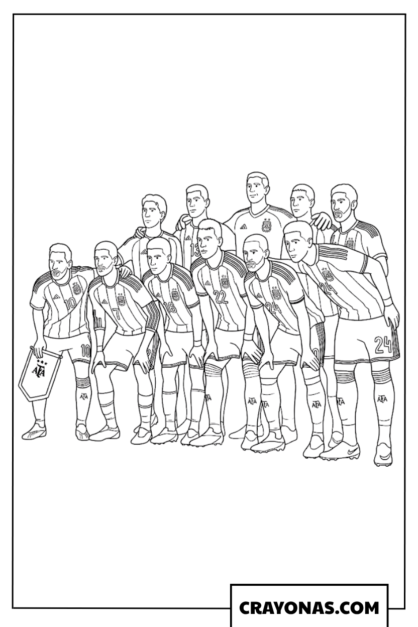 Argentina National Team Group Coloring Page