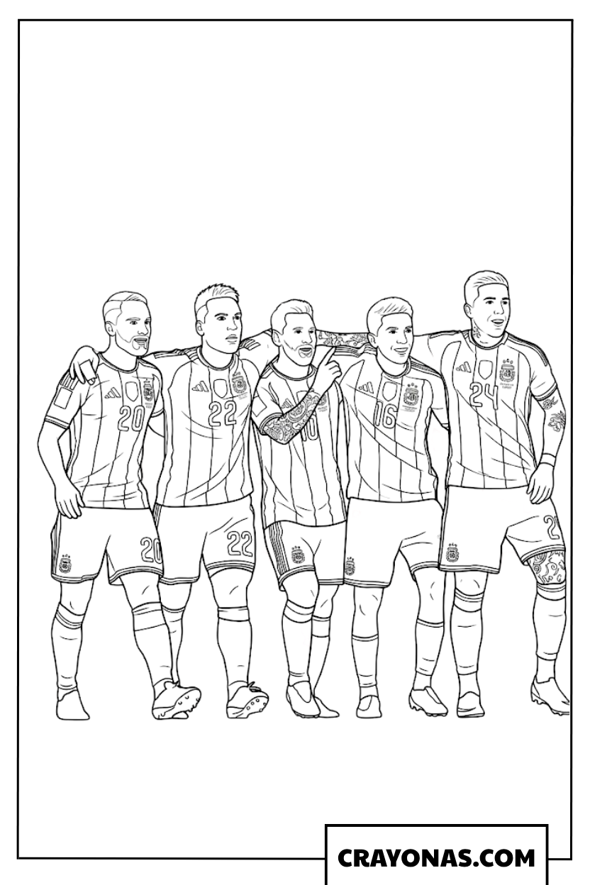 Argentina National Team Lineup Coloring Page