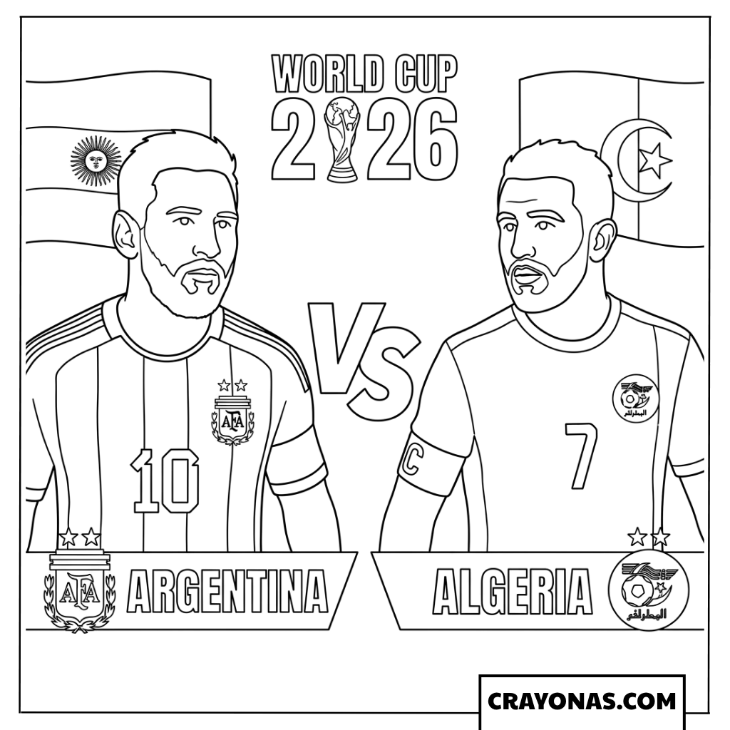 Argentina vs Algeria World Cup 2026 Coloring Page