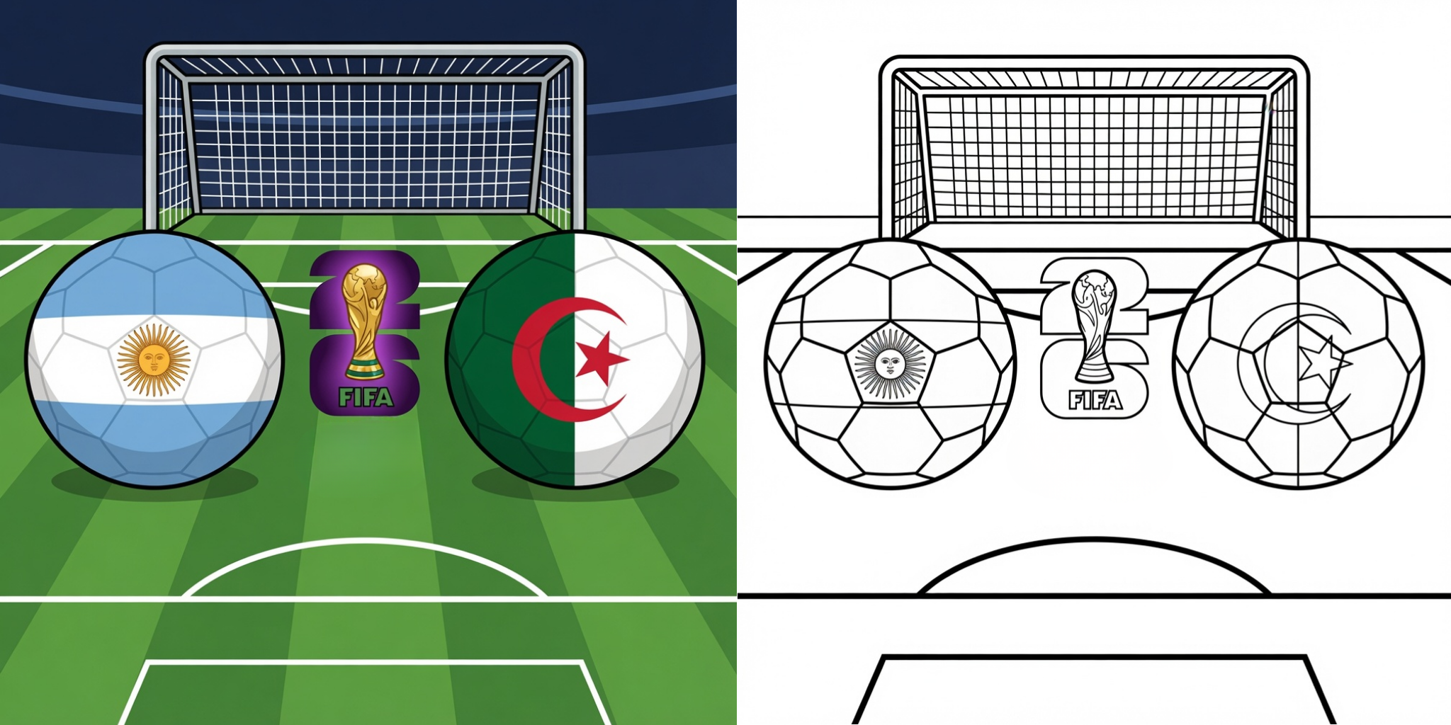 Argentina vs Algeria World Cup 2026 Coloring Pages ft - Argentina vs Algeria World Cup 2026 Coloring Pages ft