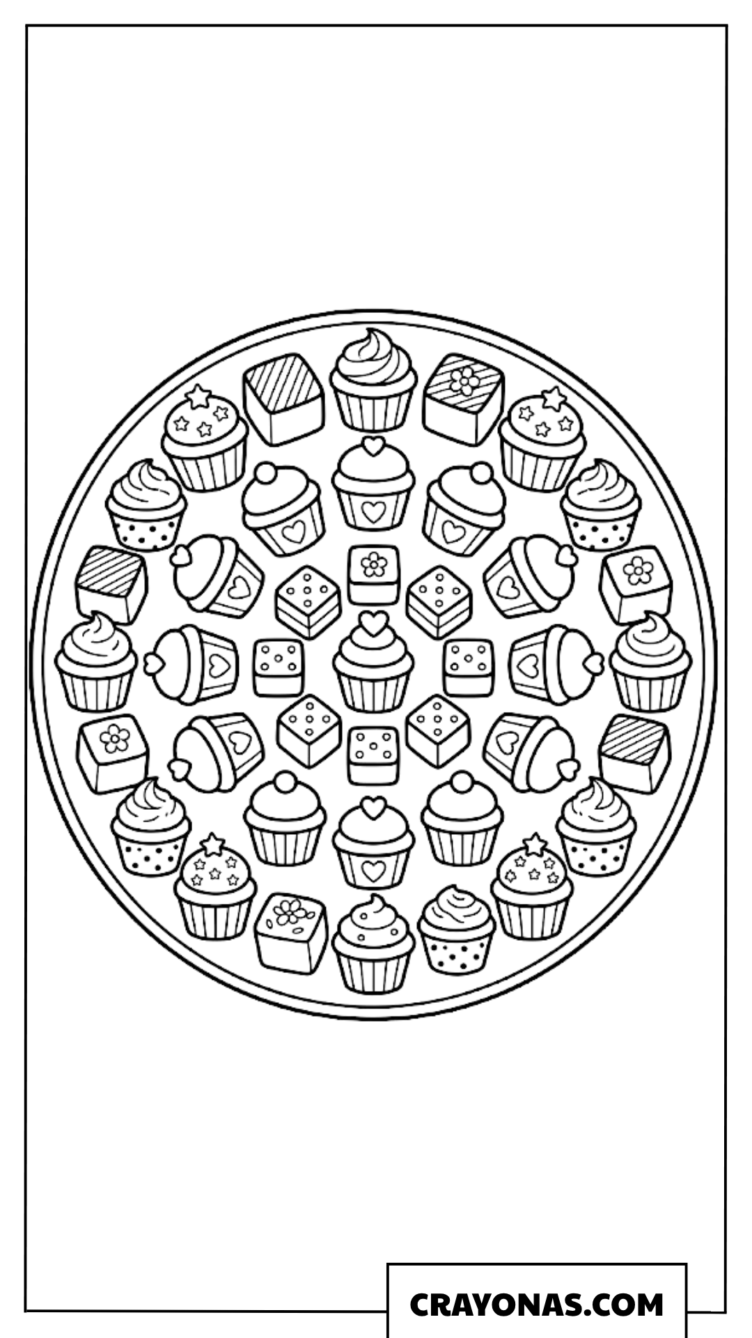 Assorted Cupcakes Coloring Page