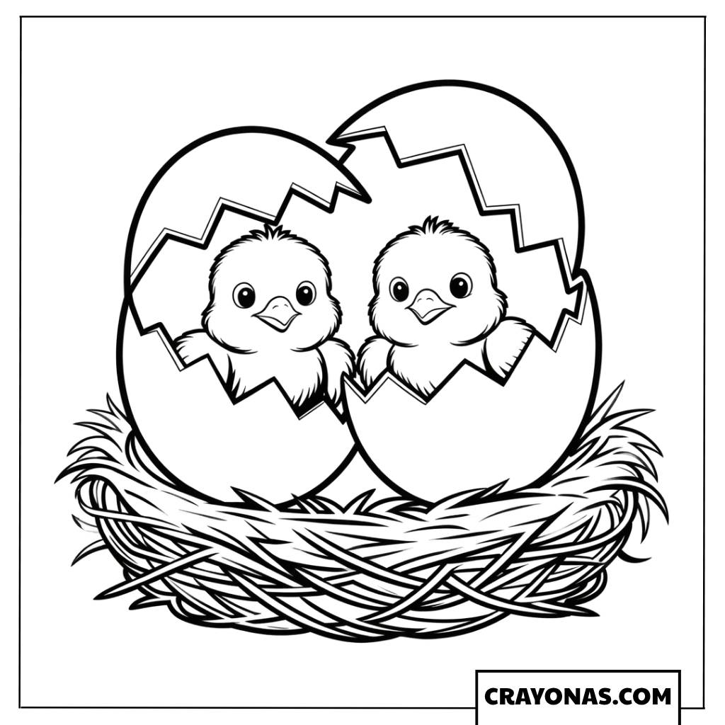 Baby Chicks Hatching Coloring Page