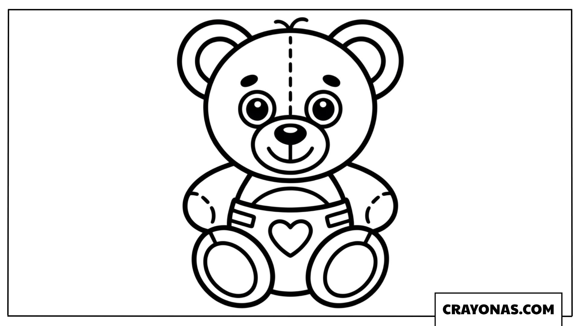 Baby Teddy Bear in Overalls Coloring Page