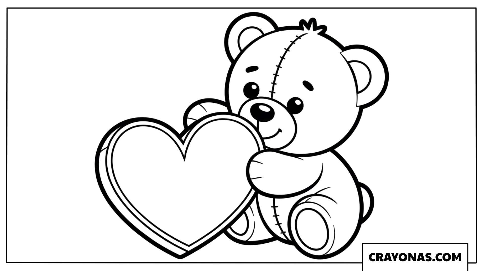Baby Teddy Bear with Heart Coloring Page