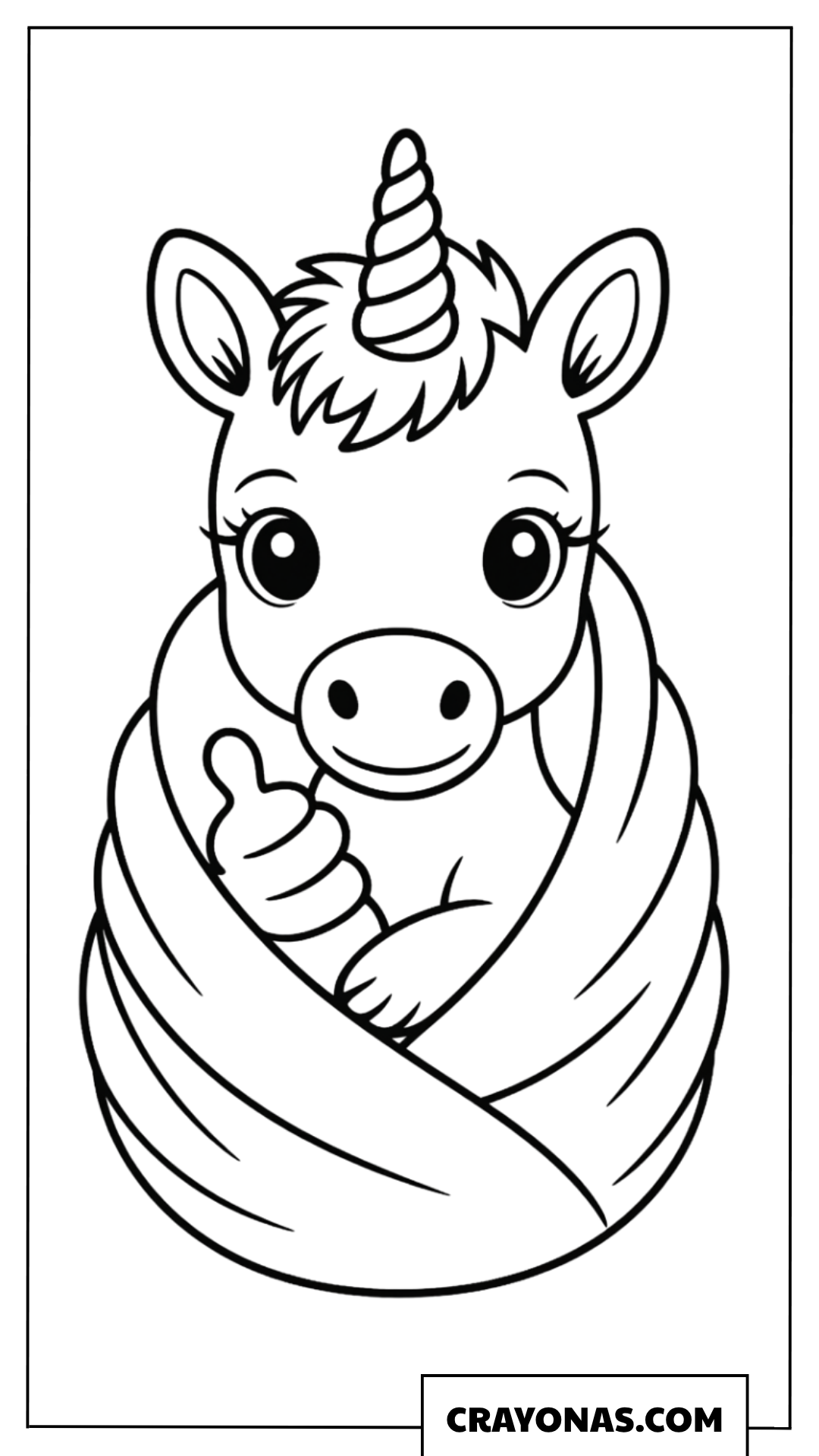 Baby Unicorn After Bath Coloring Page