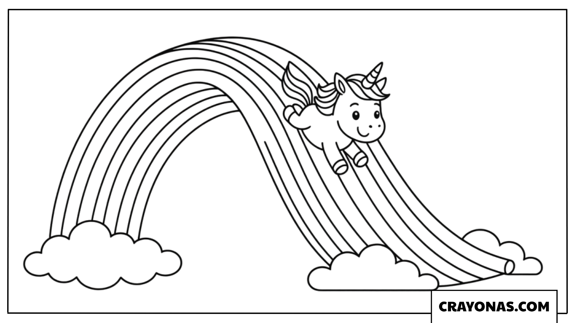 Baby Unicorn Sliding Rainbow Coloring Page