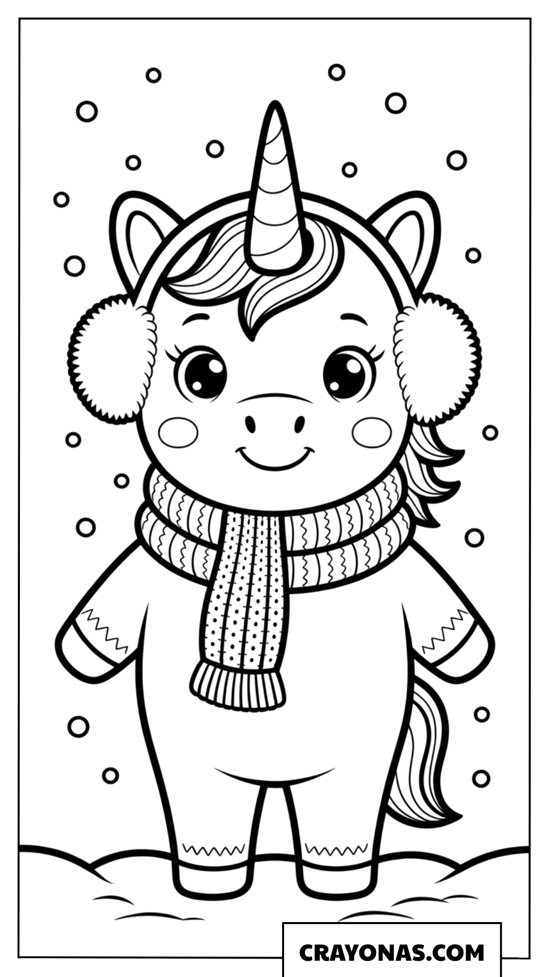 Baby Unicorn Winter Outfit Coloring Page