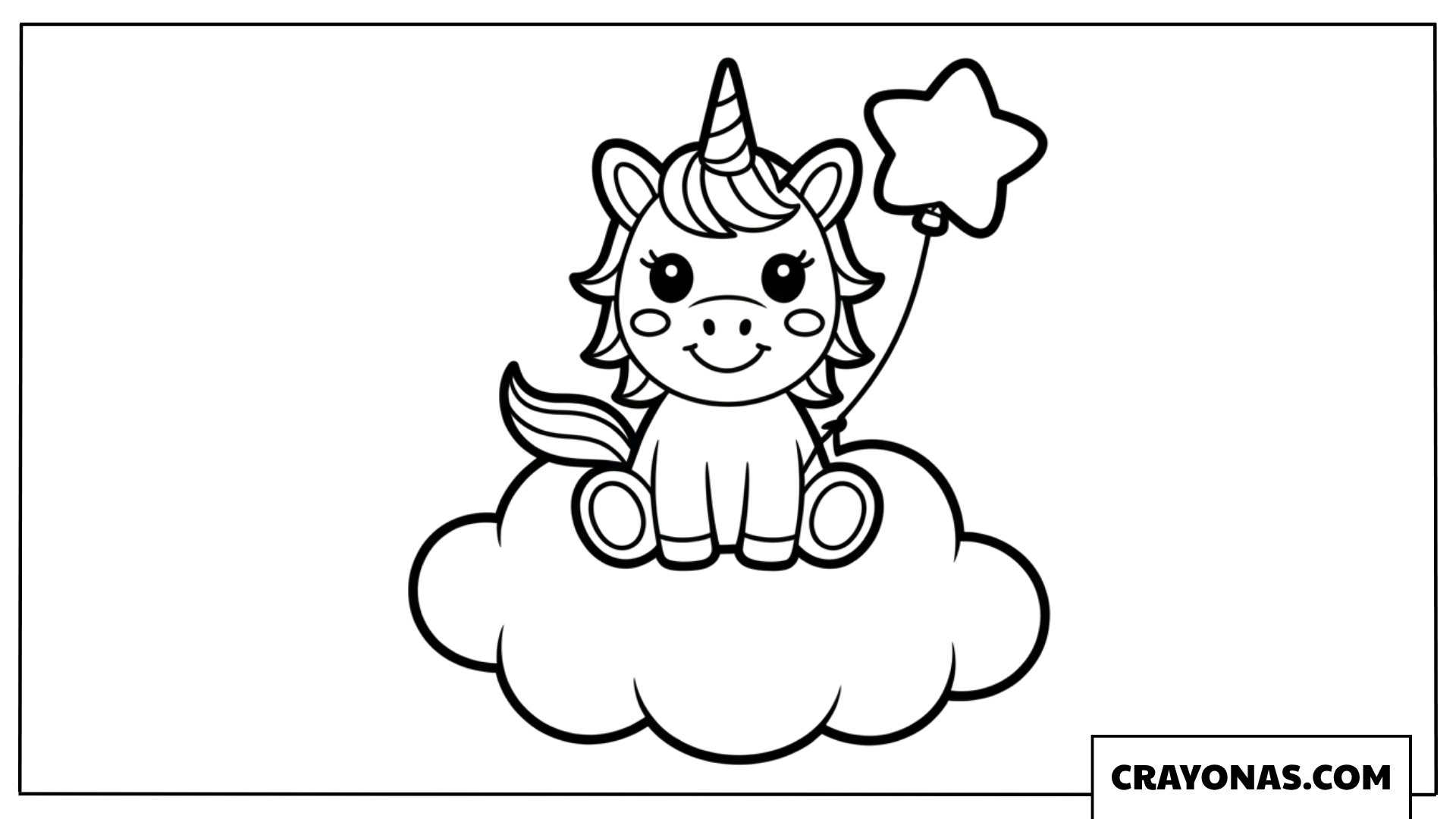 Baby Unicorn on Cloud Coloring Page