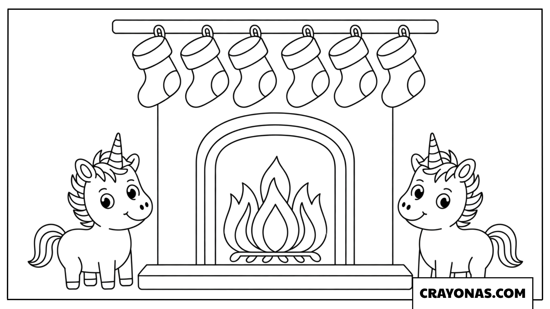 Baby Unicorns by Fireplace Coloring Page