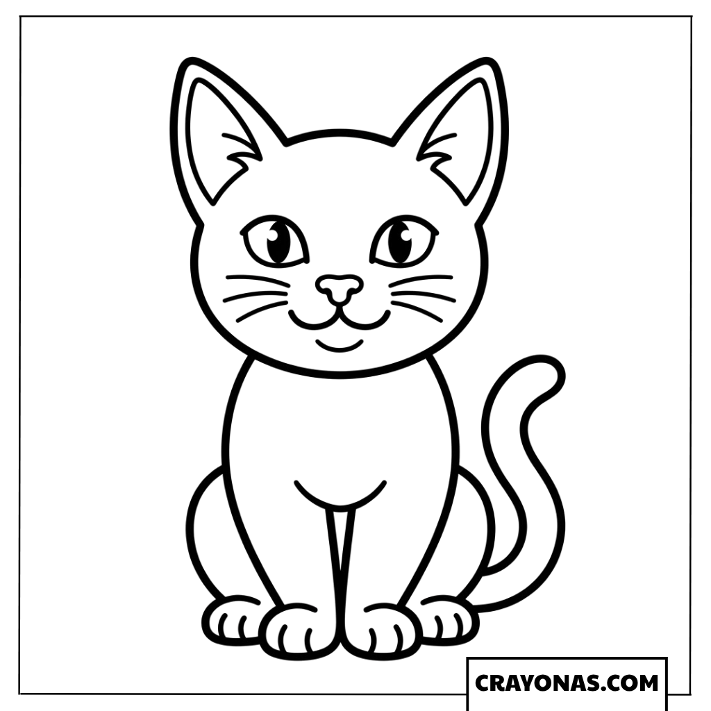 Basic Front-Facing Sitting Cat Coloring Page