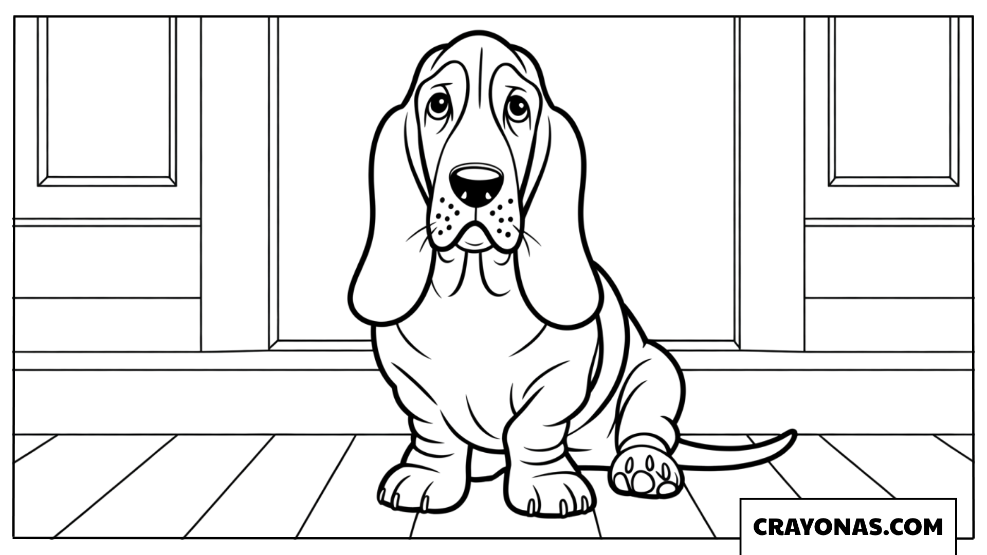 Basset Hound at Home Coloring Page