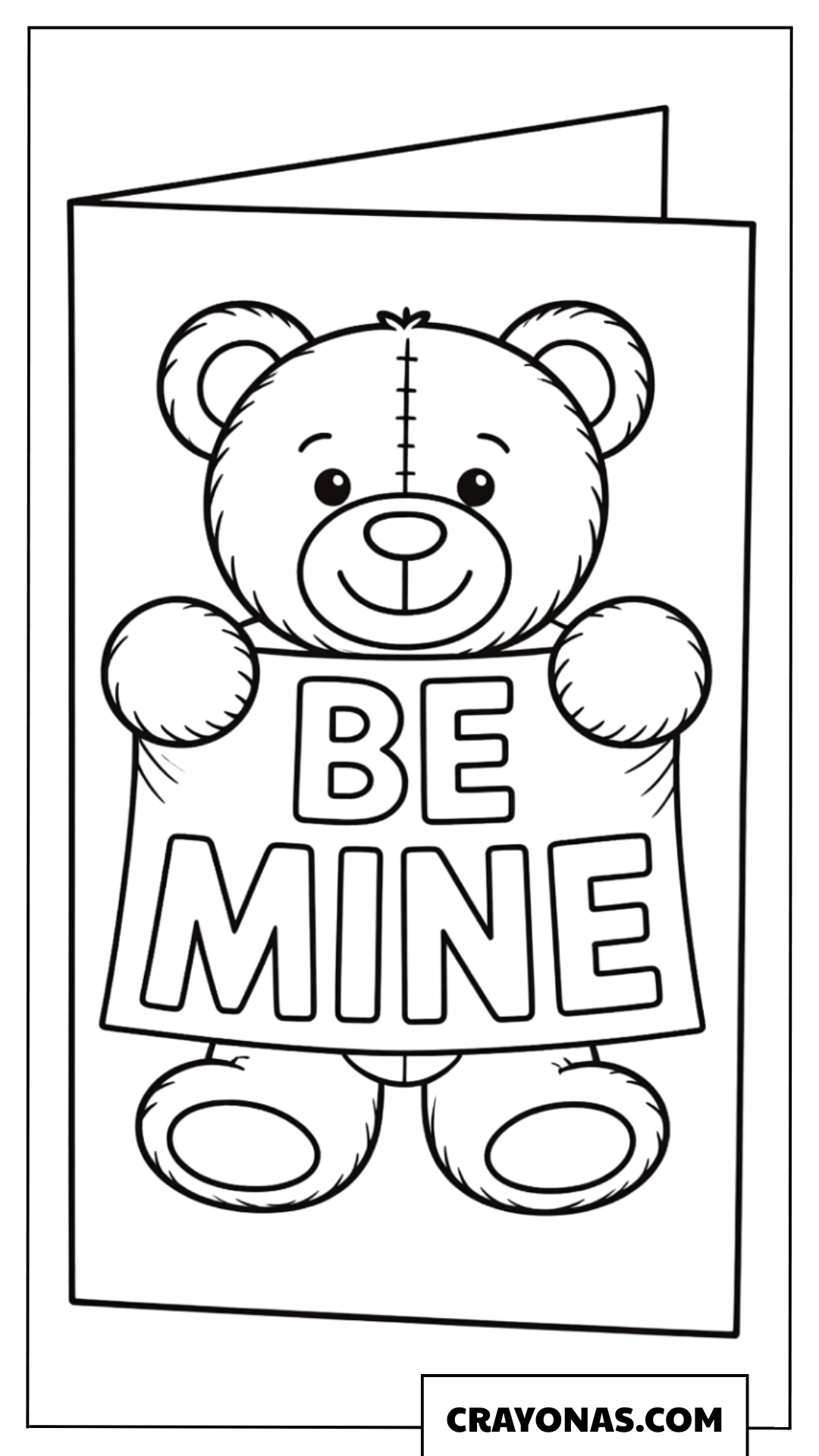 Be Mine Teddy Bear Valentine Card Coloring Page