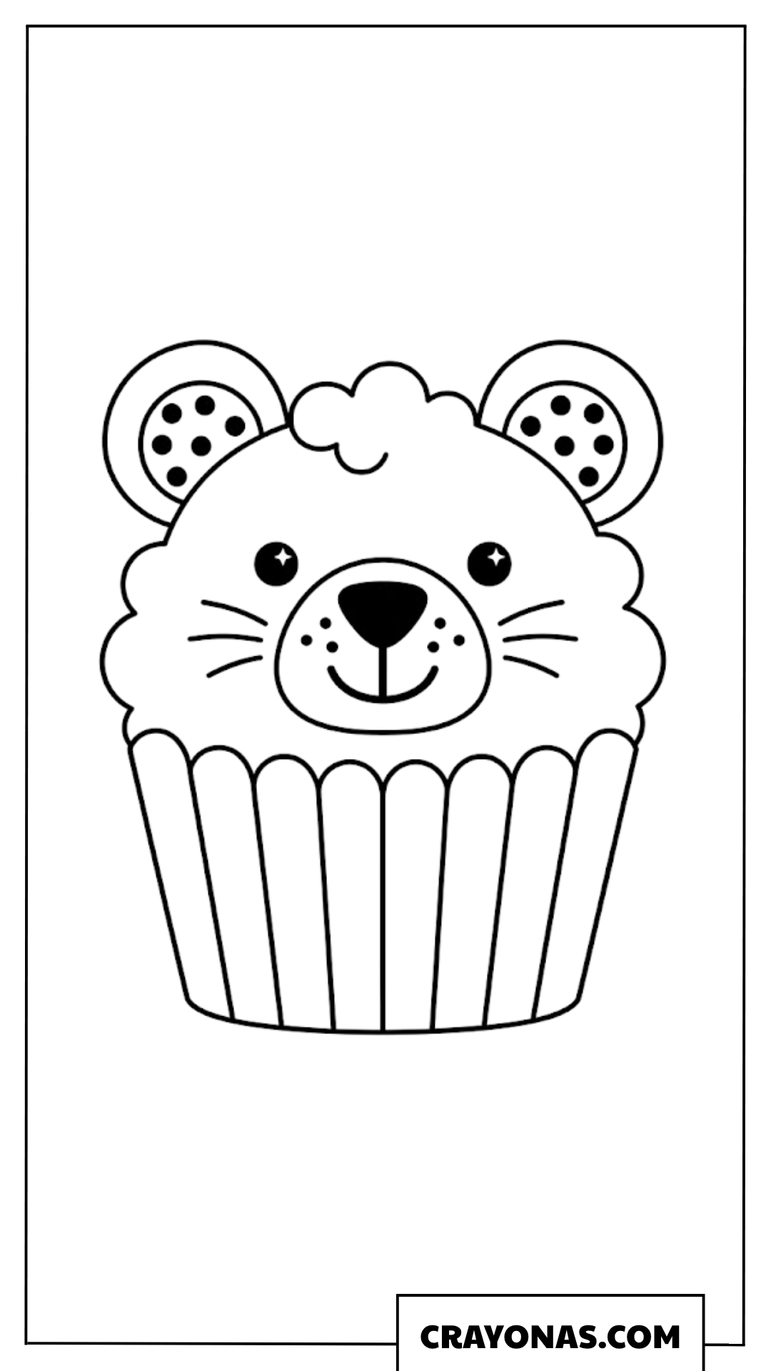 Bear Cupcake Coloring Page