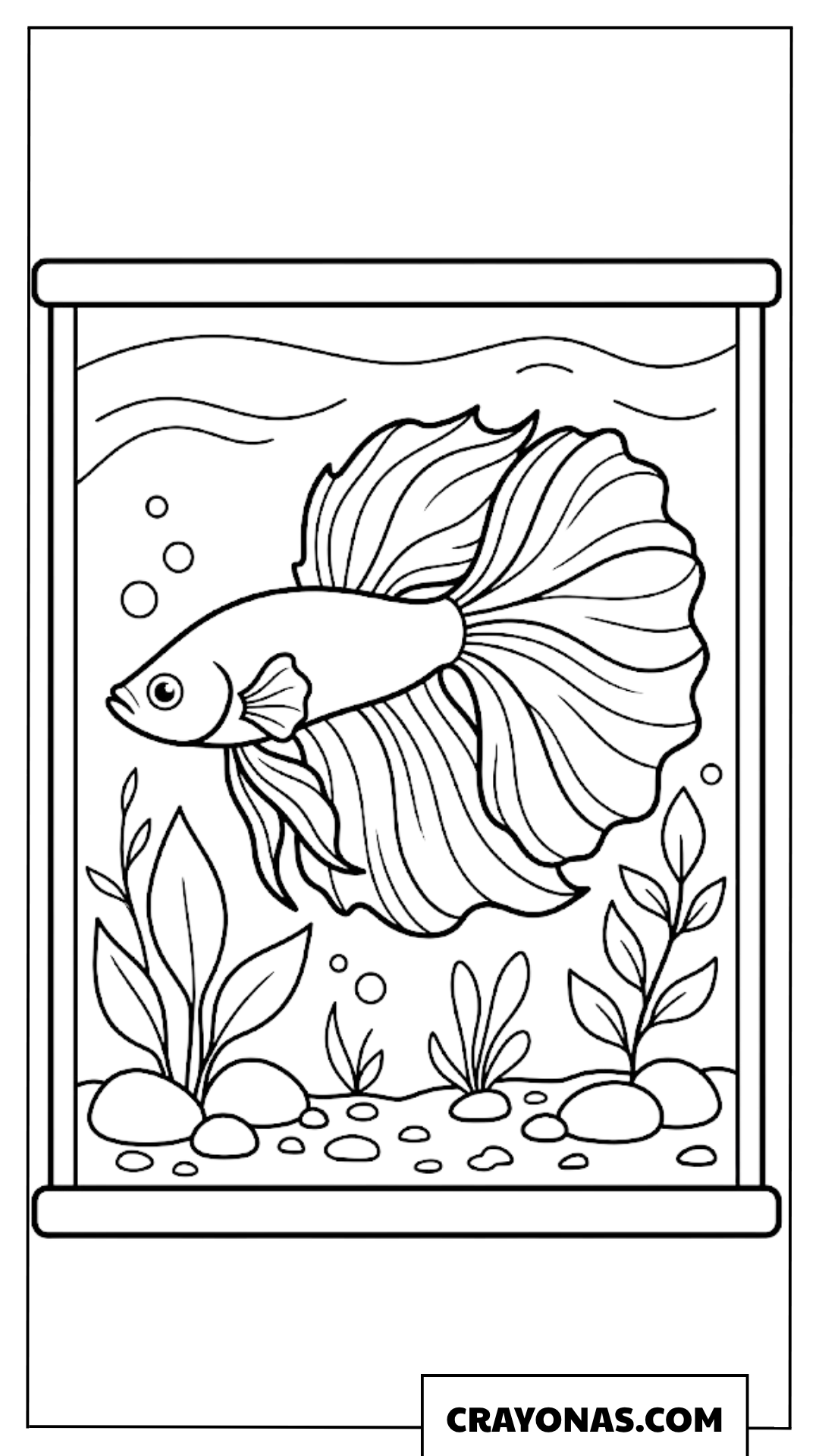 Betta Fish in Aquarium Coloring Page