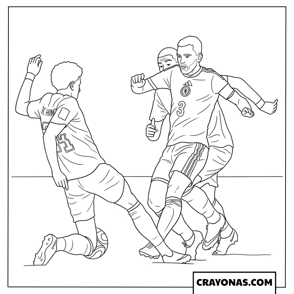Bilal El Khannouss Tackle vs Andy Robertson Coloring Page