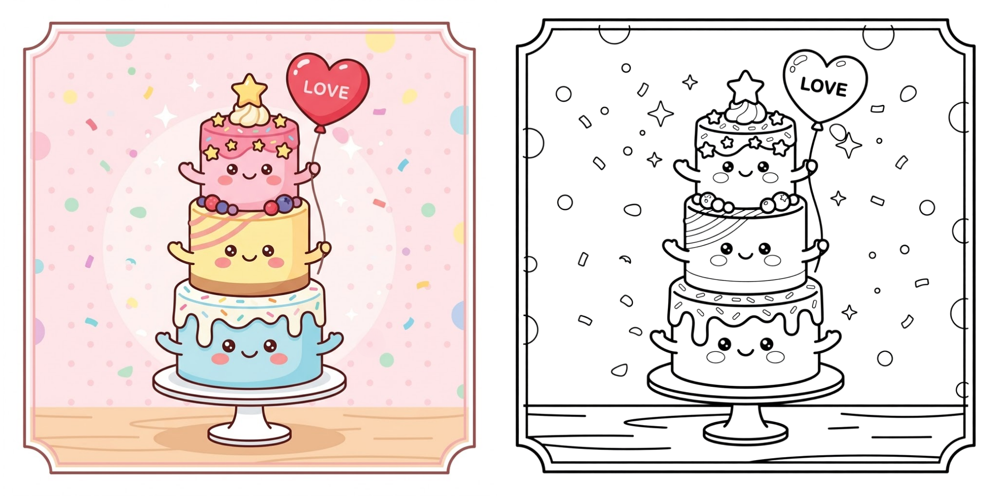 Birthday Cake Coloring Pages ft - 2