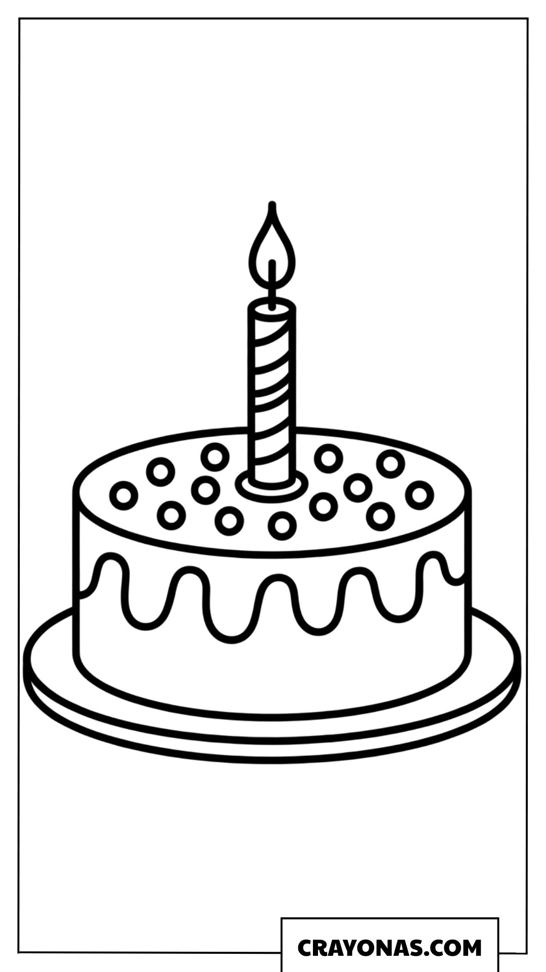 Birthday Cake with Candle Coloring Page