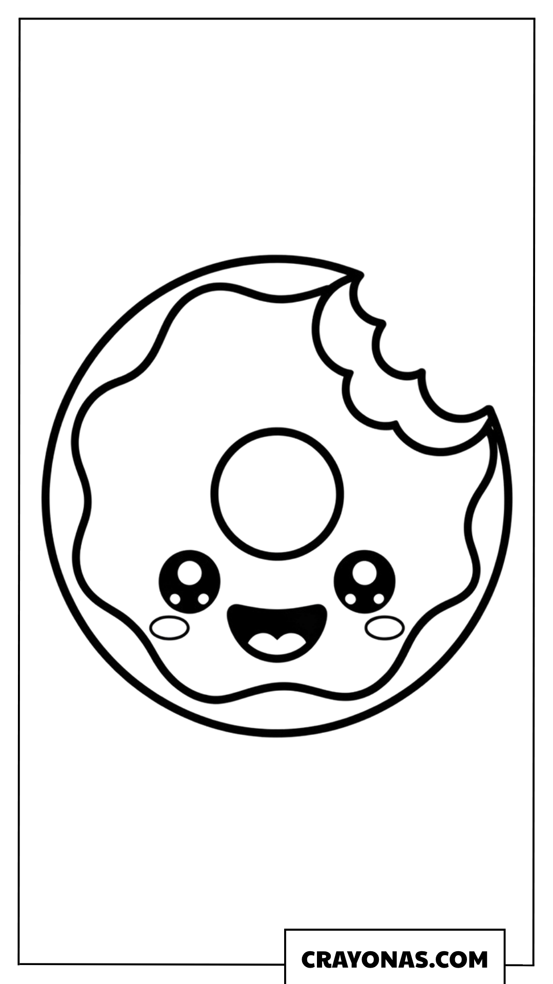 Bitten Happy Donut Coloring Page
