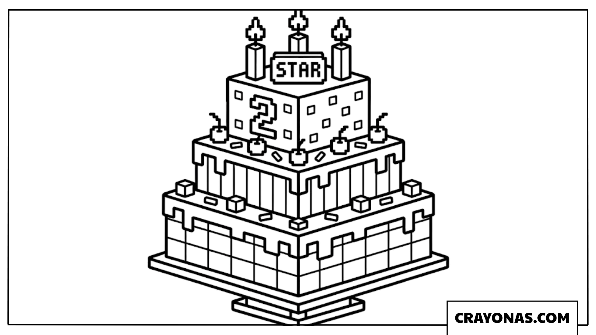 Block Castle Cake Coloring Page