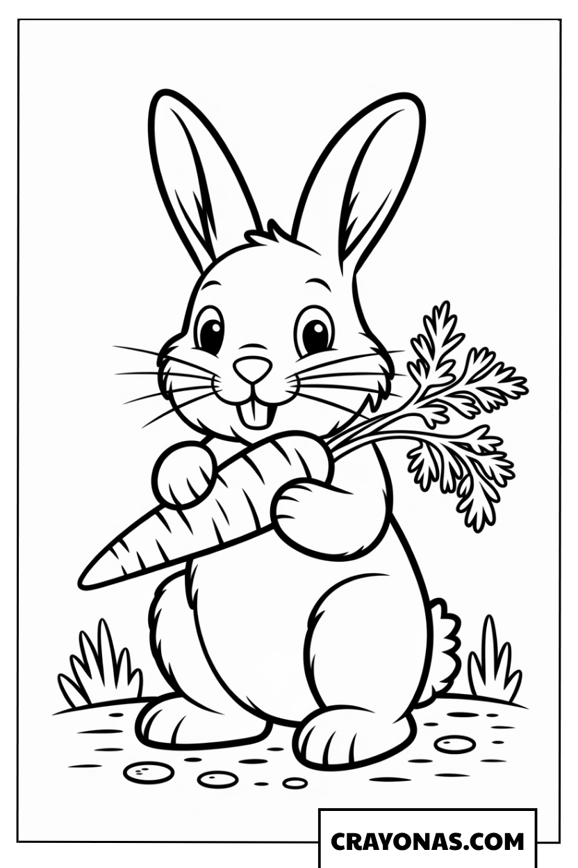 Bunny Holding Big Carrot Coloring Page