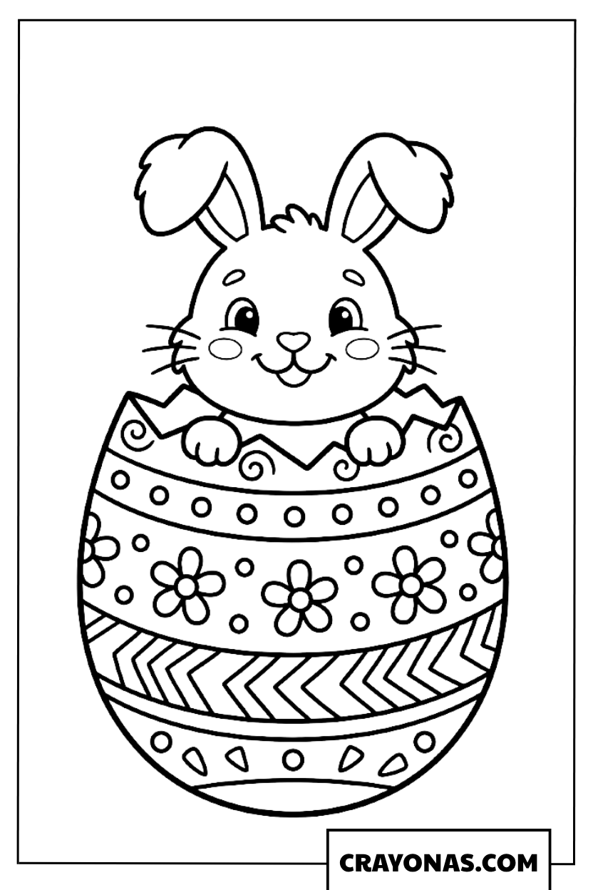 Bunny Inside Easter Egg Coloring Page